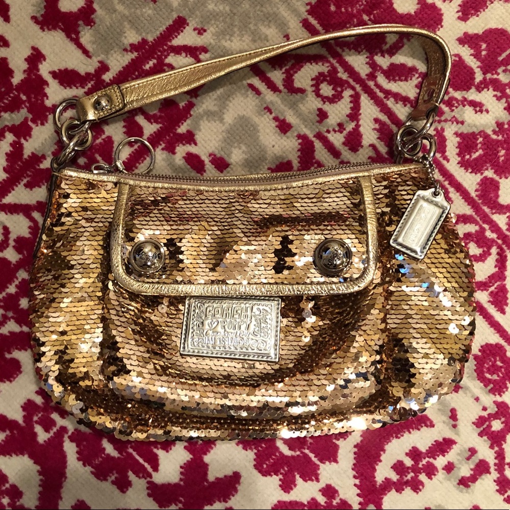 Gold sequence Coach bag